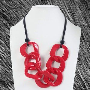 Scarlet Chunky CURB LINK PVC Multi-Strand Statement Necklace